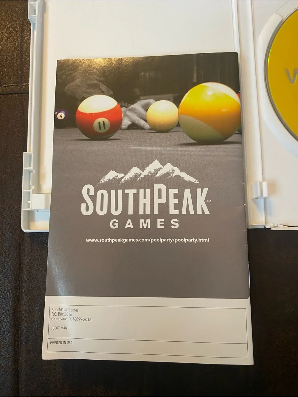 SouthPeak Pool Party Nintendo Wii Sports Billiards E NTSC-U/C Multiplayer Manual
